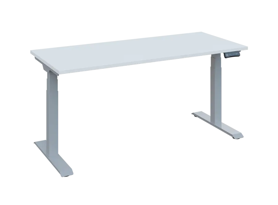 Fleximax 27-16 výškově nastavitelný stůl, kovová podnož stříbrná, deska 25 mm, široký 1600 mm, bílá